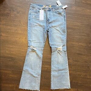 🆕 Seven7 Light Blue Distressed Flare High Rise Felicity Enchanted Jeans, size 12